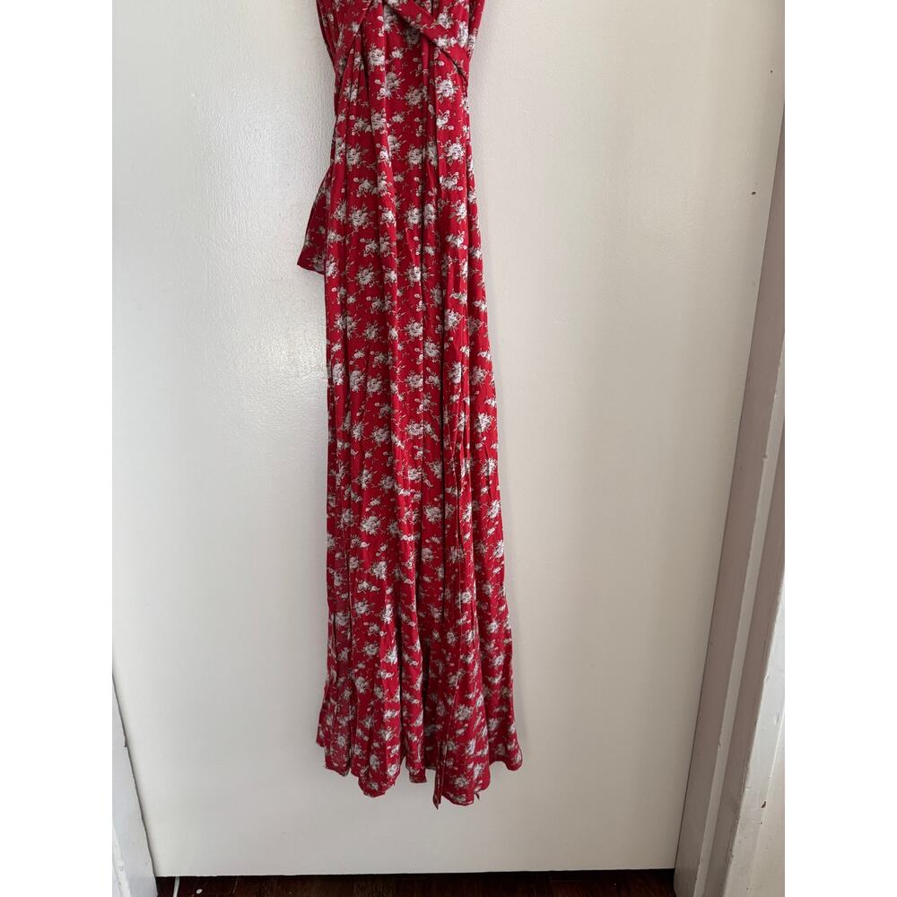 New NATURAL LIFE midi red floral Sophia WRAP dress - L - Picture 5 of 6